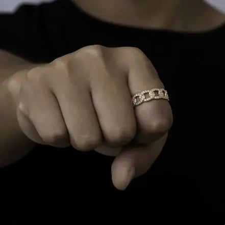 Trendy Cuban Diamond Stud Ring