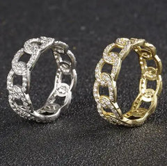 Trendy Cuban Diamond Stud Ring