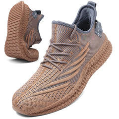 VNANV Mens Slip On Walking Shoes Fashion Running Sneakers - Lightweight Breathable Mesh Gym Tennis Comfortable Athletic Sneakers(7.5Sandy)