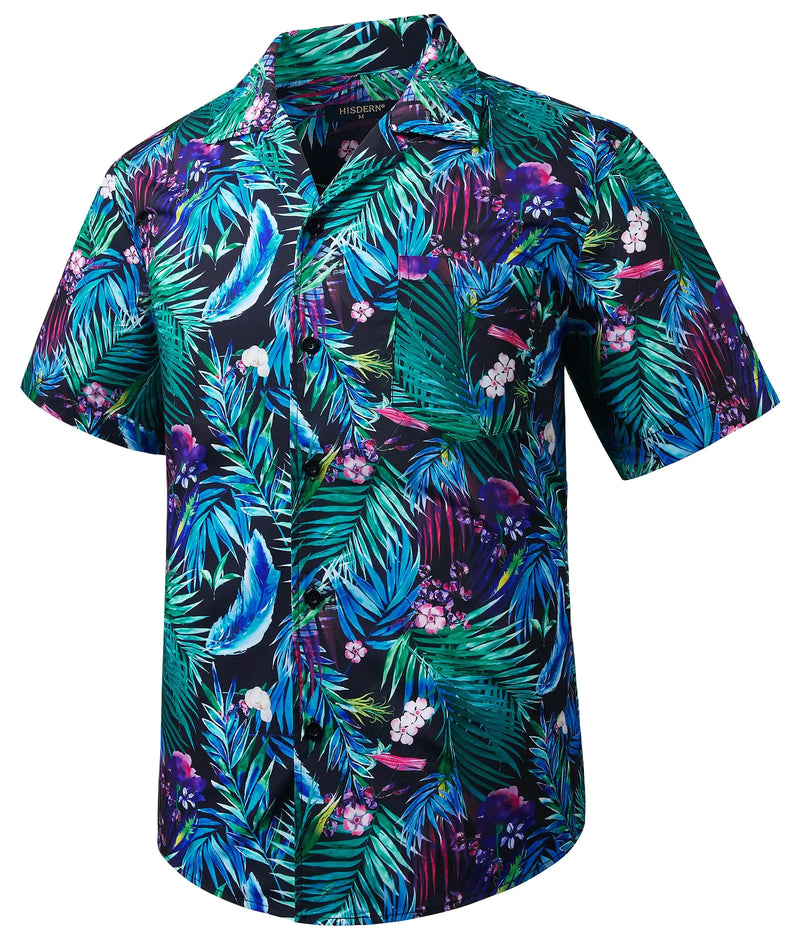Mens Hawaiian Shirts Short Sleeve Tropical Aloha Hawaiian Shirts for Men Button Down Casual Summer Beach Shirt