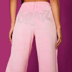 Kawaii Jogging Sweatpants Women Harajuku Oversized Rhinestone BRATZ Print Y2k Joggers Plush Sport Cargo Pants Trousers Femme