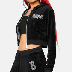 Kawaii Jogging Sweatpants Women Harajuku Oversized Rhinestone BRATZ Print Y2k Joggers Plush Sport Cargo Pants Trousers Femme