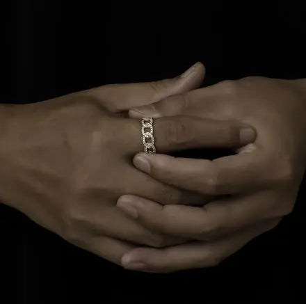 Trendy Cuban Diamond Stud Ring