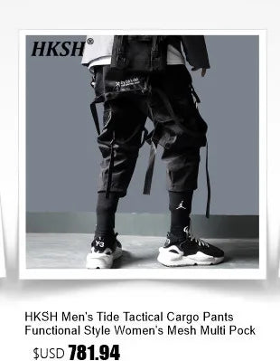 HKSH Men's Punk Darkwear High Street Nihce Design Shirts Sleeve Detachable Necktie Casual Tops Summer Spring Chic Blouse HK0006