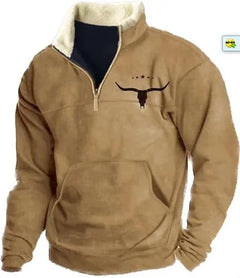 European and American Men's Half-Zipper Hoodie, Spring and Autumn 3D Digital Printing High Neck Long Sleeve Hoodie