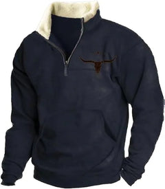 European and American Men's Half-Zipper Hoodie, Spring and Autumn 3D Digital Printing High Neck Long Sleeve Hoodie