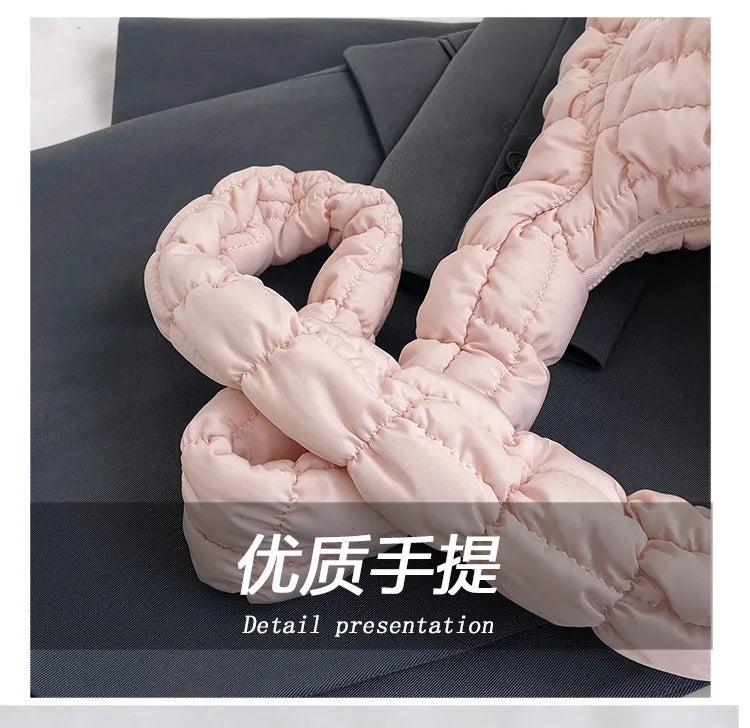 Women Fashion Crossbody Bag Large Capacity Puffy Nylon Casual Handbag Lightweight Quilted Padded Double Zipper Hobo Shoulder Bag