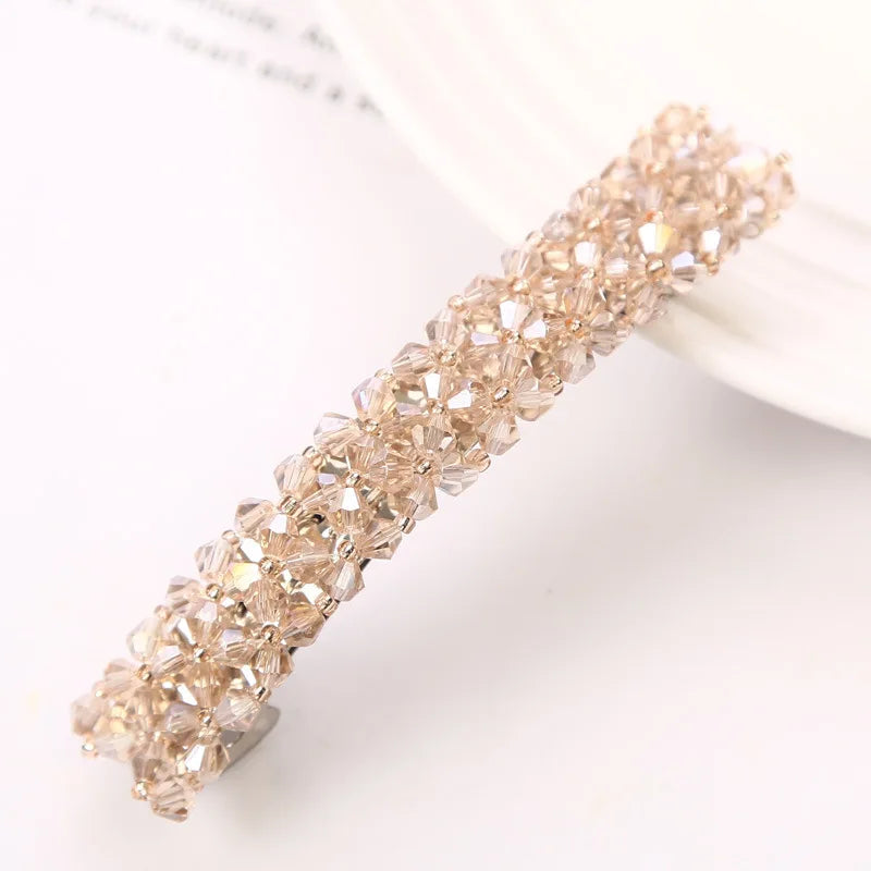 Fashion Crystal Spring Hair Clips Pins Handmade Beads Hair Barrettes For Women Girl Fashion Simple Hair Accessories Headwear
