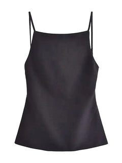 Women Fashion Solid Lace Up Backless Camisole Vintage Thin Straps Square Collar Female Chic Lady Tops