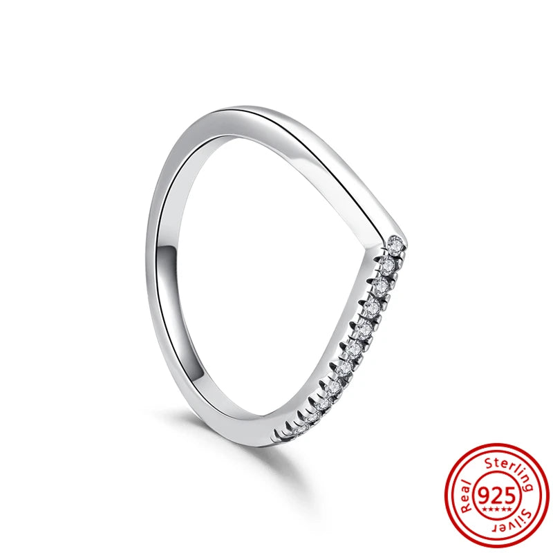 New Hot 925 Silver Crown Sparkling Rings Sun Moon Celestial Wishbone Women's Set Ring Wedding Diy Charm Luxury DIY Jewelry Gift