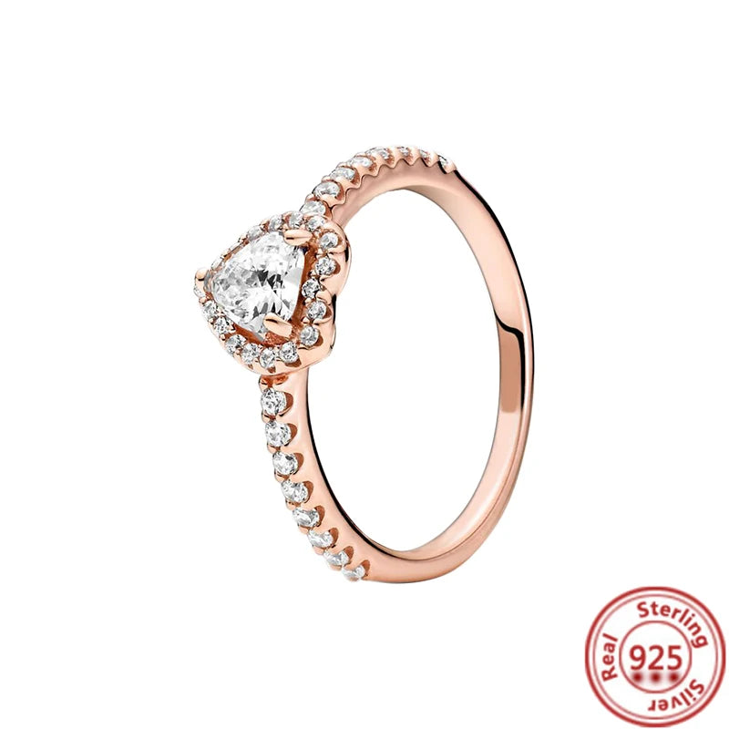 New Hot 925 Silver Crown Sparkling Rings Sun Moon Celestial Wishbone Women's Set Ring Wedding Diy Charm Luxury DIY Jewelry Gift