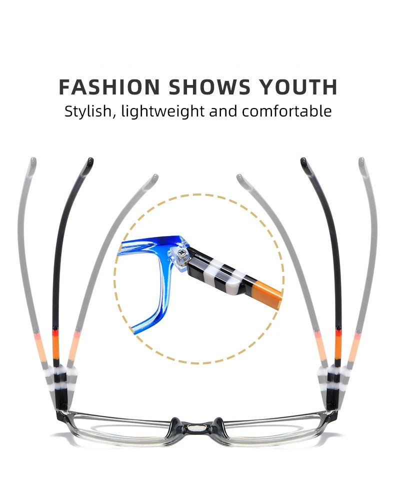 Men Ultra Light Reading Eyewear Fashion Printed Anti Blue Reading Glasses Women Spring Leg Presbyopic Glasses 1.0 To 4.0