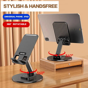 Universal Phone Stand for Desk 360 ° Rotating Multi-Angle Non-Slip Metal Base Foldable Holder for iPhone 13/14/15 pro Xiaomi S
