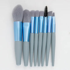 Mini Brush 8-Piece Makeup Bag Portable concealer powder brush set soft fur make-up tool  Green snap bag