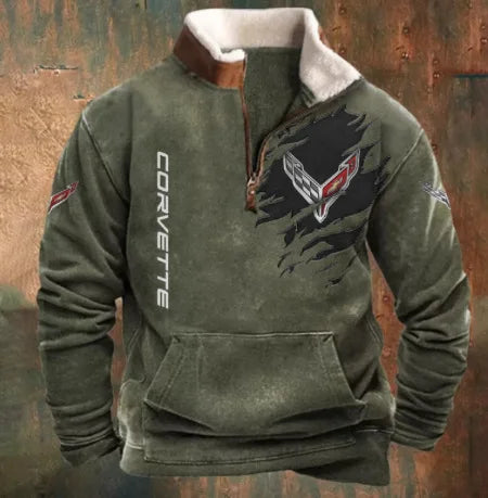 European and American Men's Half-Zipper Hoodie, Spring and Autumn 3D Digital Printing High Neck Long Sleeve Hoodie