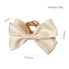 Large Fashion Satin Bow Headdress Internet Celebrity Catch Cross Hair Claw Hairpins Sweet Hair Accessories For Girls 12CM