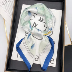 Luxury Brand 2024 Square Scarf Women Cat Neck Hair Tie Band Beach Hijab Kerchief Head Headbands Bandana Female Foulard 70cm