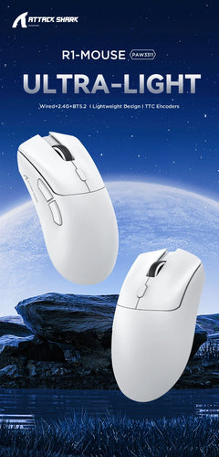 Attack Shark R1 18000dpi Wireless Bluetooth Mouse, Ultra Lightweight Ergonomic Design Mouse, PAW3311 Macro Gaming Mouse