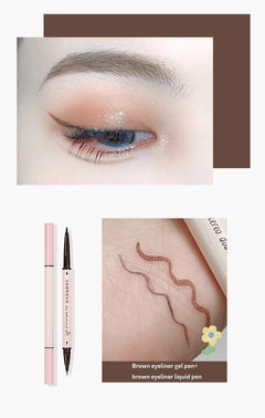 Double-headed Eyeliner Pen Evenly Pigmented Long Lasting Waterproof Smudge-proof Eye Make Up