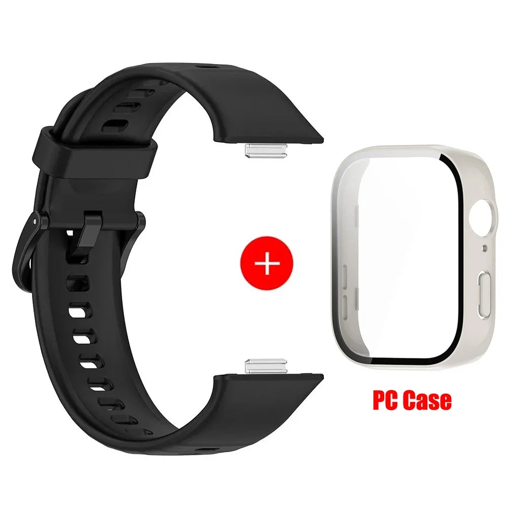 Tempered glass case+band For Huawei Watch Fit 3 Straps silicone sport bracelet for Huawei Fit3 Replacement watchband Accessories