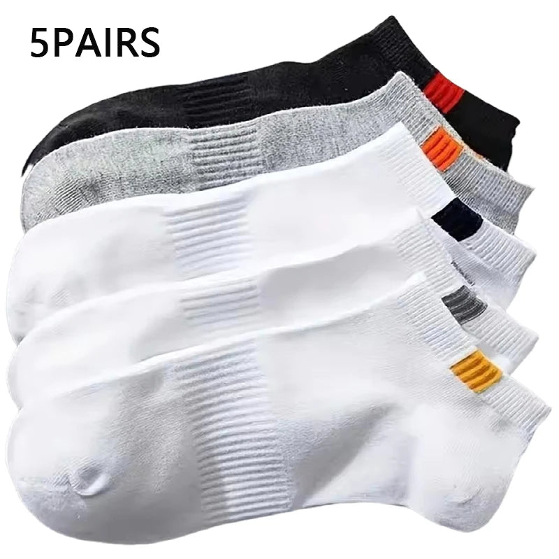 5 Pairs Low Tube Men Sport Socks Set Breathable Fashion And Well-matched Casual Socks For Men Spring And Summer Wear