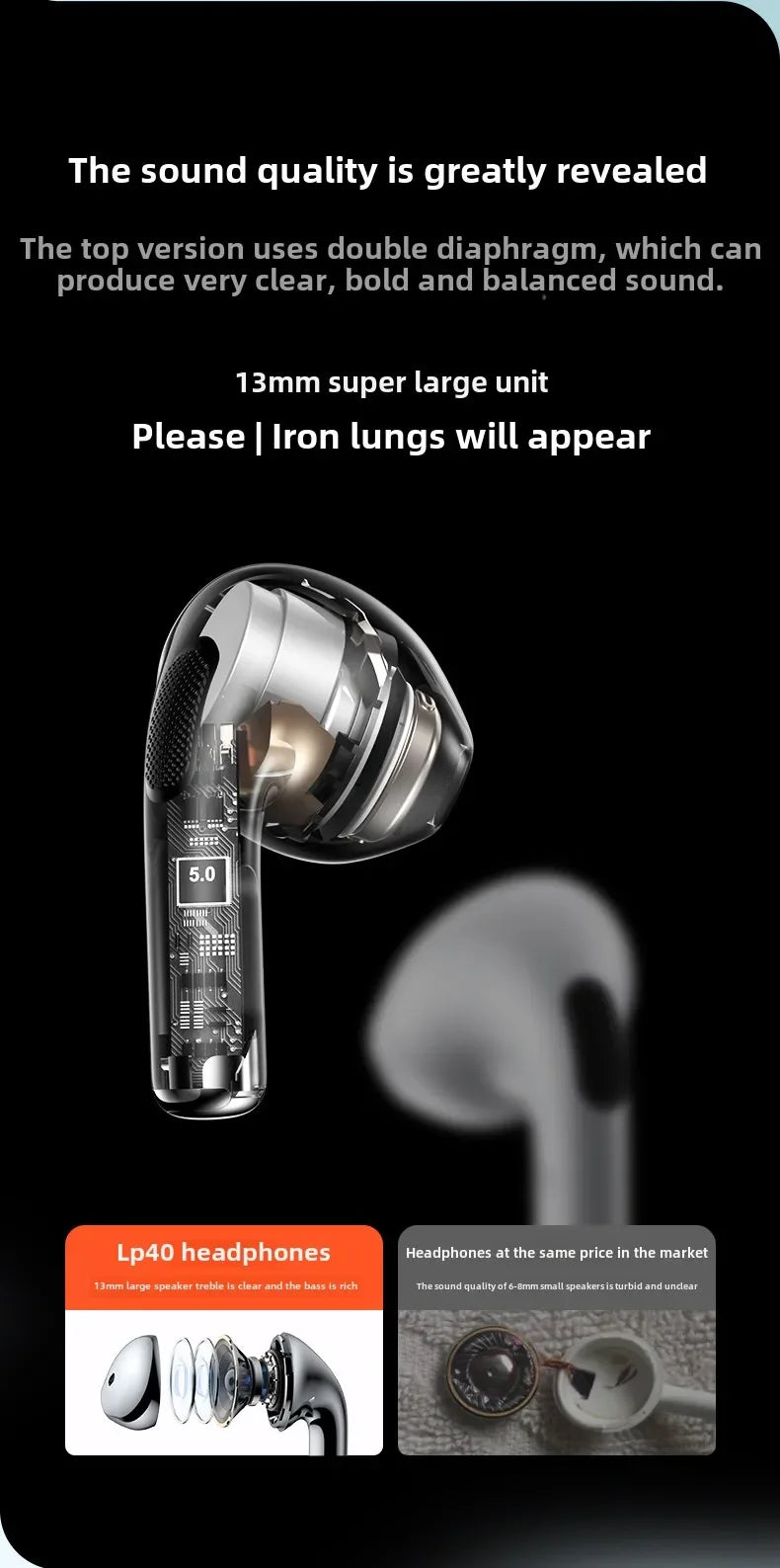 Lenovo Thinkplus LP40 Bluetooth Earphones Wireless Headset for Mobile Phone Music Gaming Earbuds Original Choice