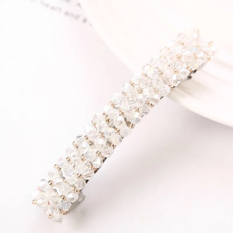 Fashion Crystal Spring Hair Clips Pins Handmade Beads Hair Barrettes For Women Girl Fashion Simple Hair Accessories Headwear