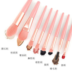Mini Brush 8-Piece Makeup Bag Portable concealer powder brush set soft fur make-up tool  Green snap bag