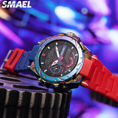 SMAEL 8060 Fashion Brand Alloy Watch Men's Multi functional Cool Dual Display Outdoor Waterproof Electronic Watch