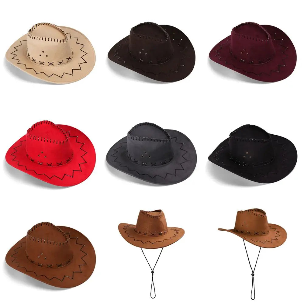 Unisex Cowboy Hat Suede Fashion Cowboy Cap Womens Mens Hat Practical Wild West Fancy Dress Hot Sale Western Headwear Cap