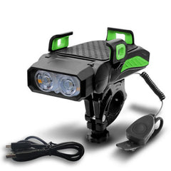 4-in-1 Bike Bicycle Light Mobile Phone Holder Headlight Horn Convenient Portable Bicycle Usb Charging Light Bicycle Accessories