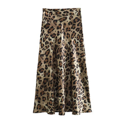 Mooyufon 2024 Women Fashion Leopard Print Skirt Vintage High Waist Midi Skirts Elegant Women Summer Casual Streetwear Skirt