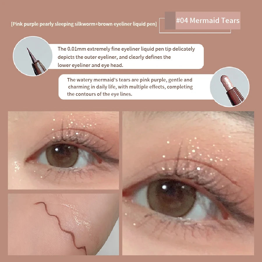 Double-headed Eyeliner Pen Evenly Pigmented Long Lasting Waterproof Smudge-proof Eye Make Up