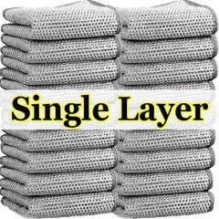 Wholesale Metal Steel Wire Rags Cloth Home Kitchen Pot Pan Dishwashing Single-sided Dishcloth Cleaning Cloths Towel Scrubber Rag