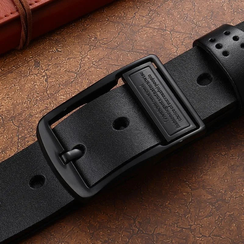 New Leather Cowhide Men's Belt Fashion Metal Alloy Pin Buckle Adult Luxury Brand Jeans Business Casual Waist Male Strap Brand