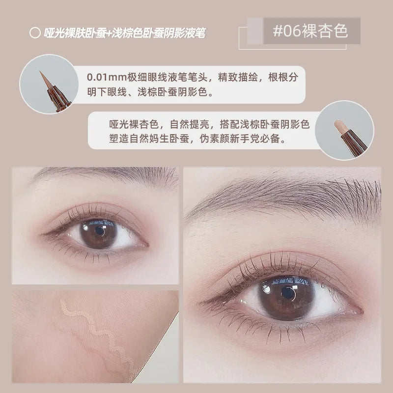 Double-headed Eyeliner Pen Evenly Pigmented Long Lasting Waterproof Smudge-proof Eye Make Up
