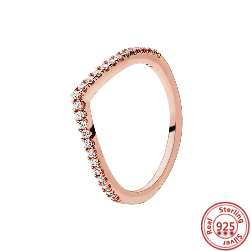 New Hot 925 Silver Crown Sparkling Rings Sun Moon Celestial Wishbone Women's Set Ring Wedding Diy Charm Luxury DIY Jewelry Gift