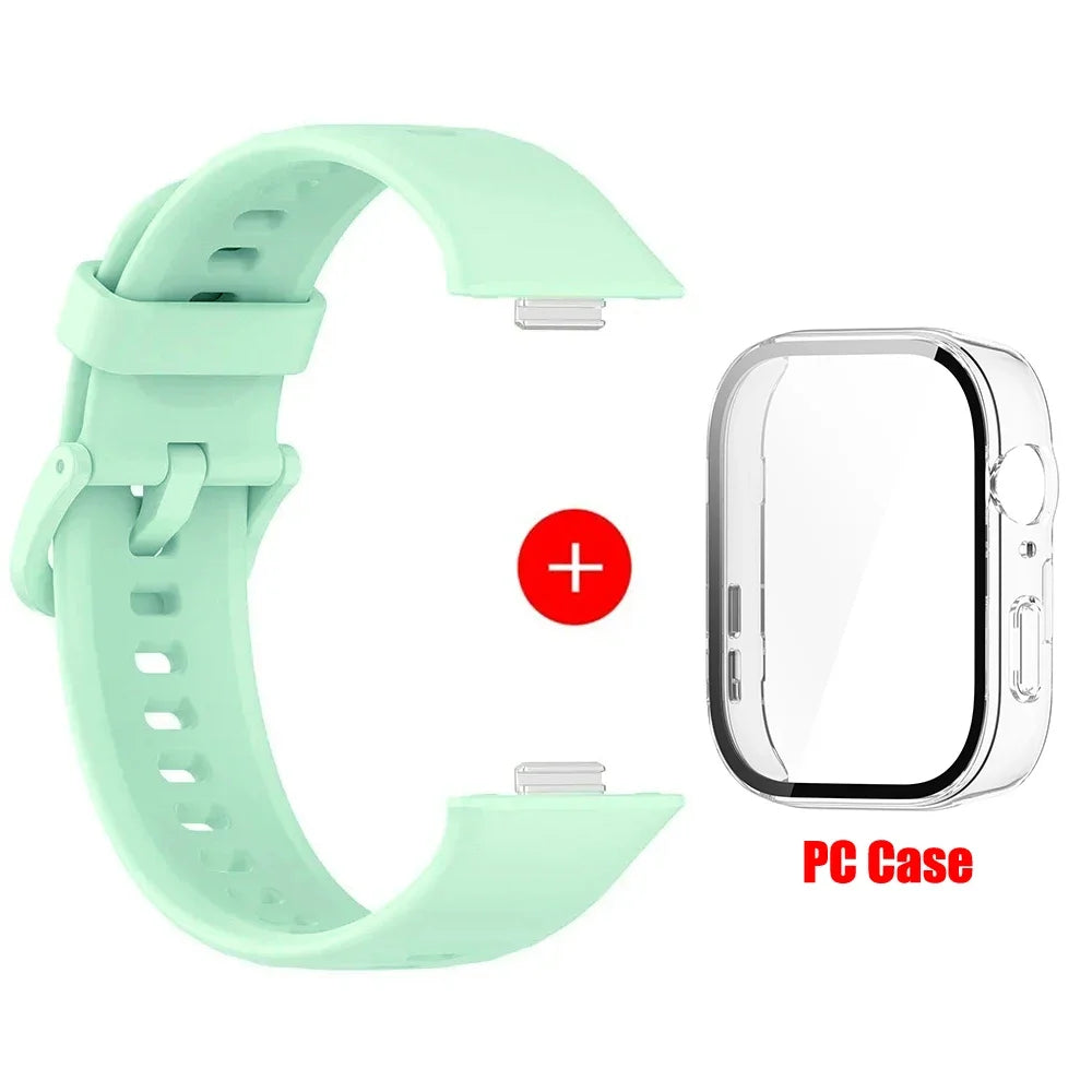 Tempered glass case+band For Huawei Watch Fit 3 Straps silicone sport bracelet for Huawei Fit3 Replacement watchband Accessories