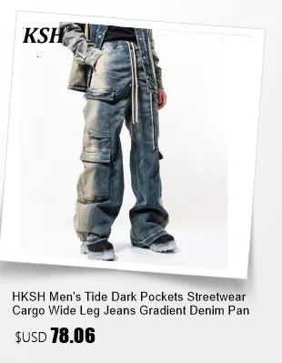 HKSH Men's Punk Darkwear High Street Nihce Design Shirts Sleeve Detachable Necktie Casual Tops Summer Spring Chic Blouse HK0006