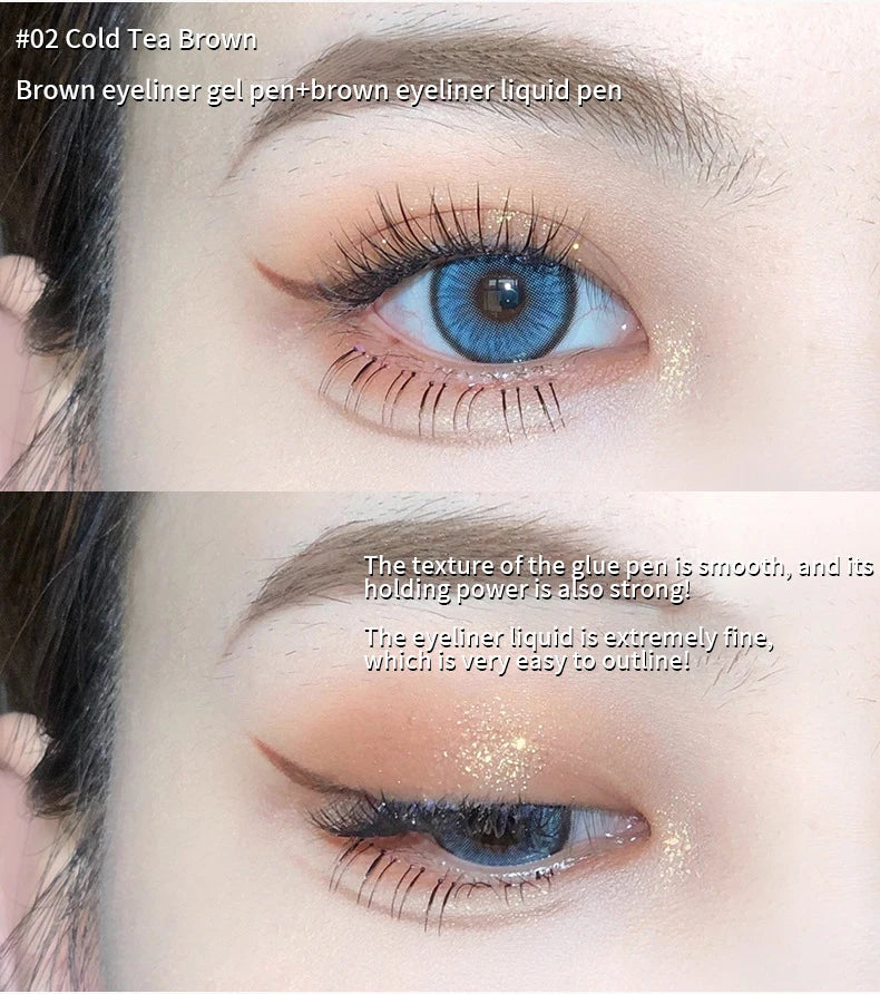 Double-headed Eyeliner Pen Evenly Pigmented Long Lasting Waterproof Smudge-proof Eye Make Up