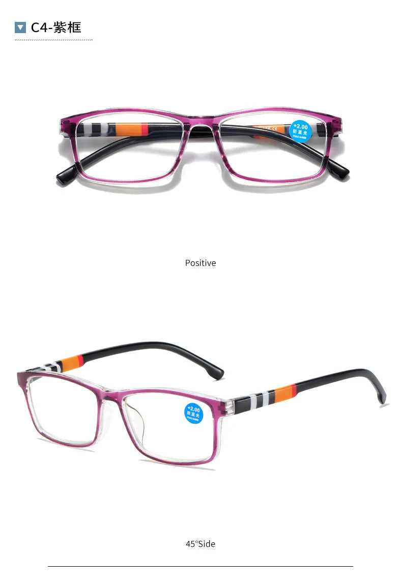 New fashion printing anti-blue presbyopic glasses spring leg presbyopic glasses HD presbyopic glasses for the elderly