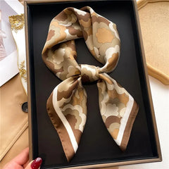 Luxury Print Silk Feeling Square Scarf Women Spring Neck Tie Shawl Wraps Female 70cm Hair Hand Wrist Headkercheif Hijab Bandana