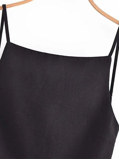 Women Fashion Solid Lace Up Backless Camisole Vintage Thin Straps Square Collar Female Chic Lady Tops