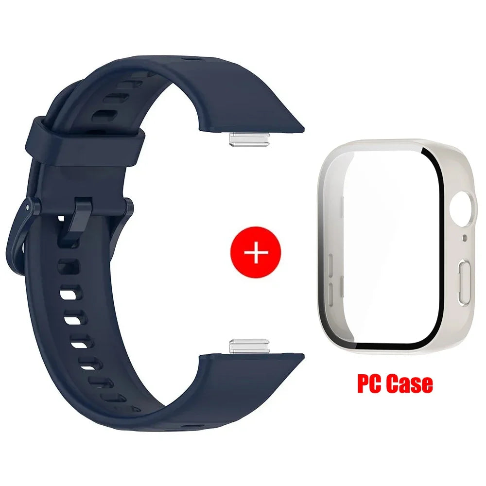 Tempered glass case+band For Huawei Watch Fit 3 Straps silicone sport bracelet for Huawei Fit3 Replacement watchband Accessories