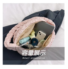 Women Fashion Crossbody Bag Large Capacity Puffy Nylon Casual Handbag Lightweight Quilted Padded Double Zipper Hobo Shoulder Bag