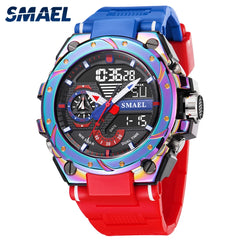 SMAEL 8060 Fashion Brand Alloy Watch Men's Multi functional Cool Dual Display Outdoor Waterproof Electronic Watch