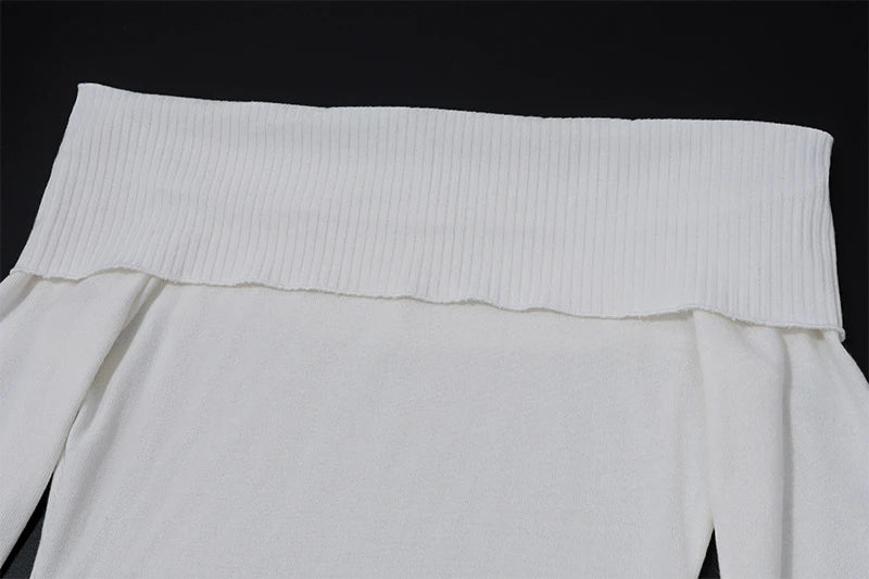 WhereMery Solid Elegant Women Off Shoulder Ribbed Crop Tops Y2K Fashion Casual Skinny Long Sleeve Tank Top Spring Tight T-shirts