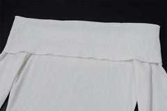 WhereMery Solid Elegant Women Off Shoulder Ribbed Crop Tops Y2K Fashion Casual Skinny Long Sleeve Tank Top Spring Tight T-shirts