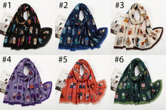 Fashion Printed Cat Fringed Shawls Women Cotton Viscose Muffler Travel Sun Protection Scarf Animal Printed Scarf 180*85cm