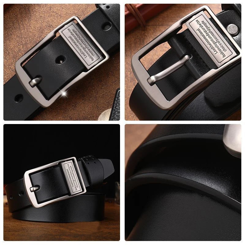 New Leather Cowhide Men's Belt Fashion Metal Alloy Pin Buckle Adult Luxury Brand Jeans Business Casual Waist Male Strap Brand